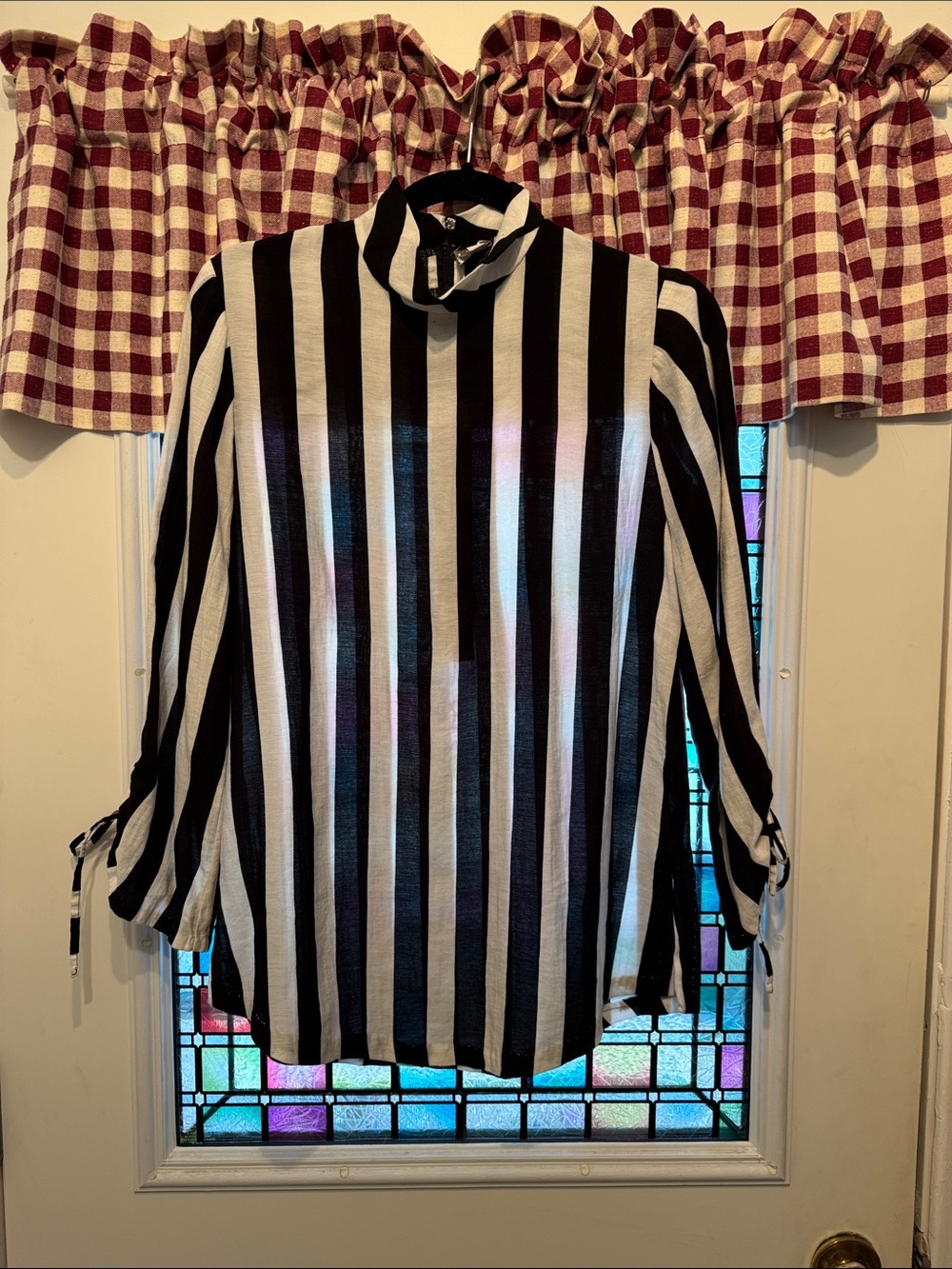 Black and White Vertical Stripe Blouse